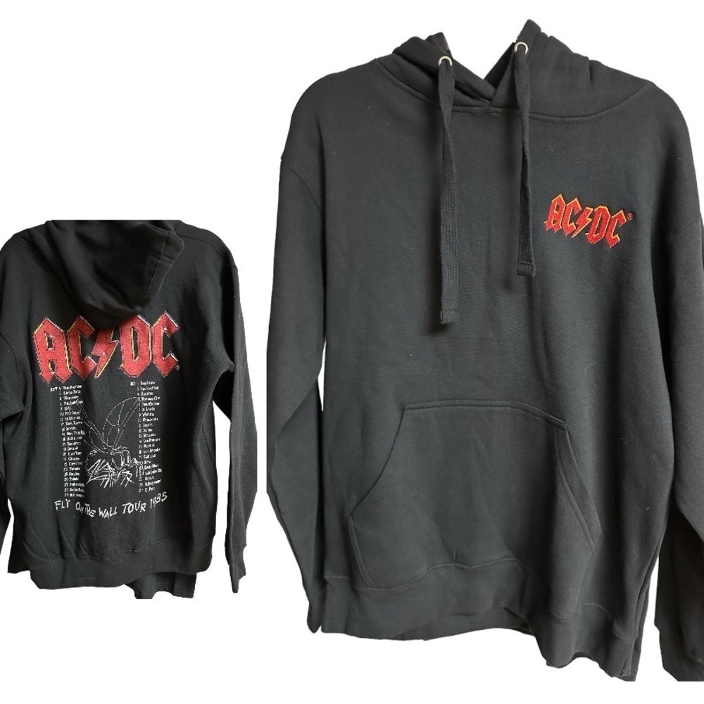 AC/DC embroidered black hoodie fly on the wall tour 1985